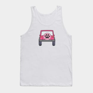 Pink Jeep with Paw Print Tank Top